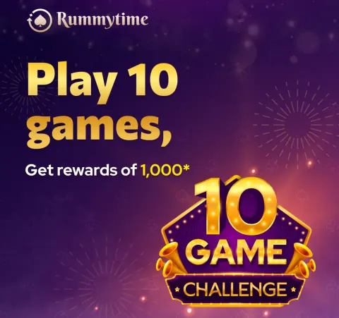 Play 10 Games on RummyTime and Win Rewards of ₹1,000*